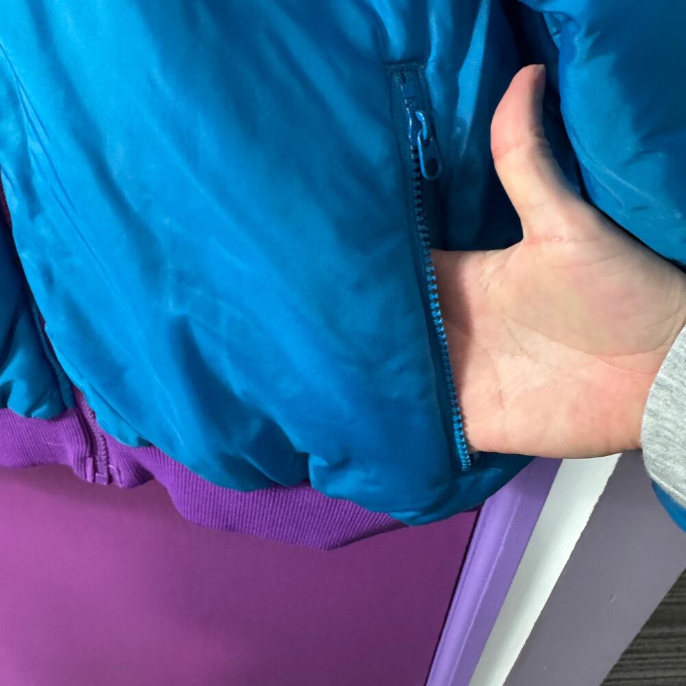 Vintage Columbia Reversible Puffer Jacket Women’s XL Blue Purple Insulated Coat - Picture 6 of 10